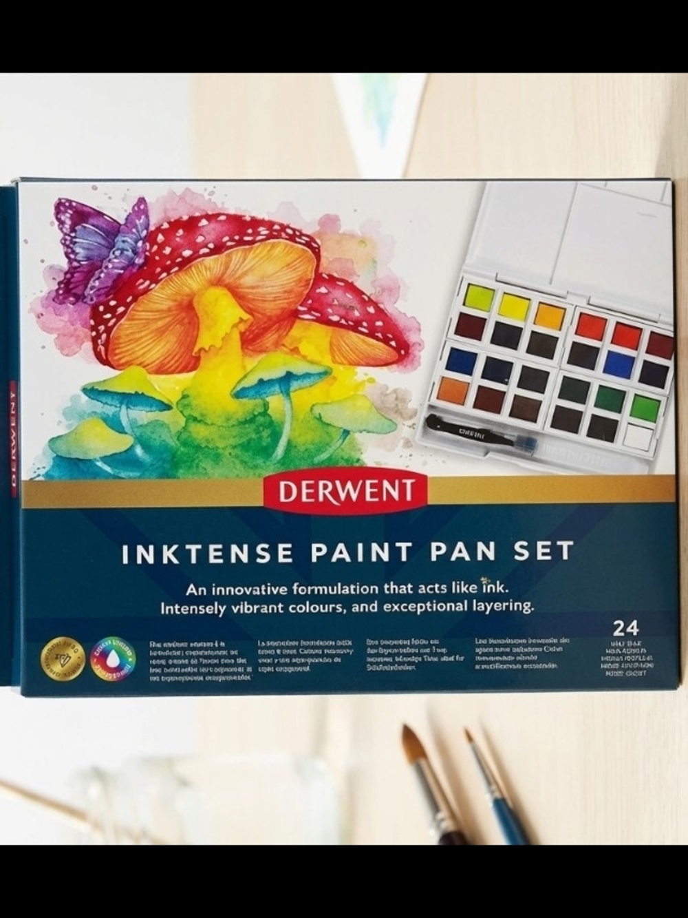 Derwent Inktense Paint Pan Set - Vibrant Multi-Color Watercolor Pans (24)